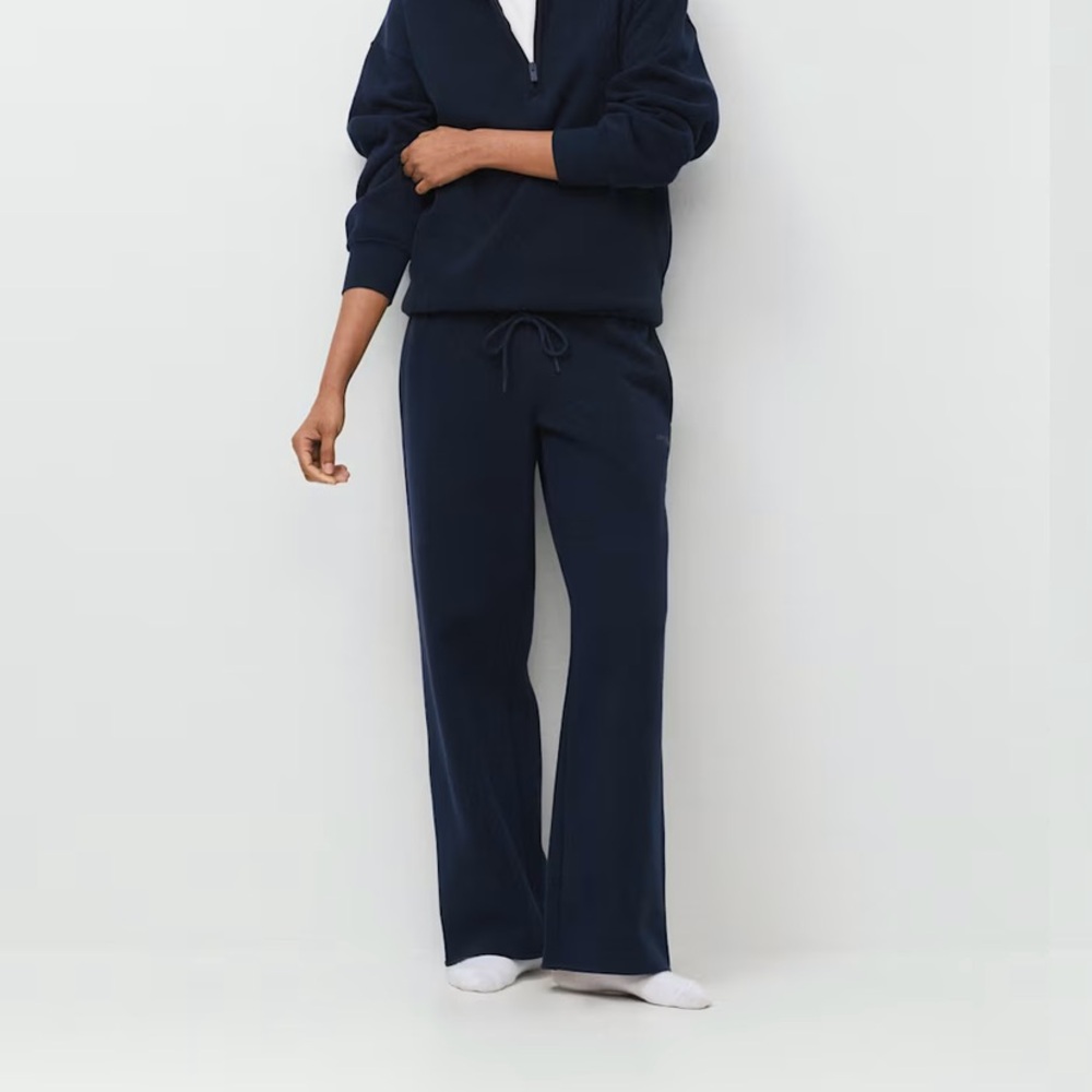 Aritzia Navy Wide-Leg Drawstring Lounge Pants